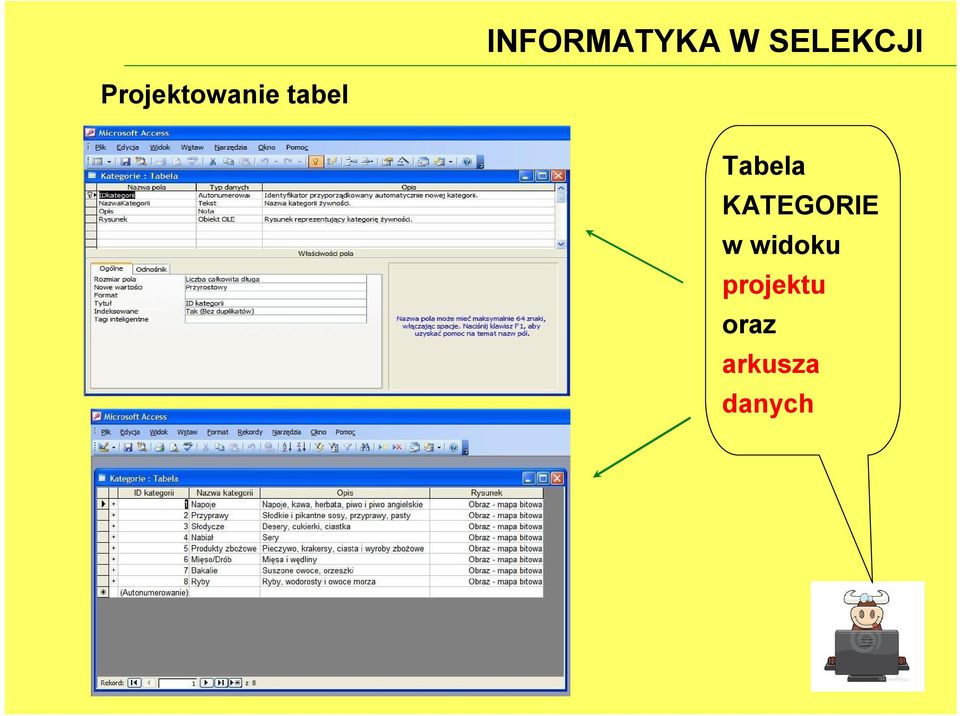 KATEGORIE w widoku