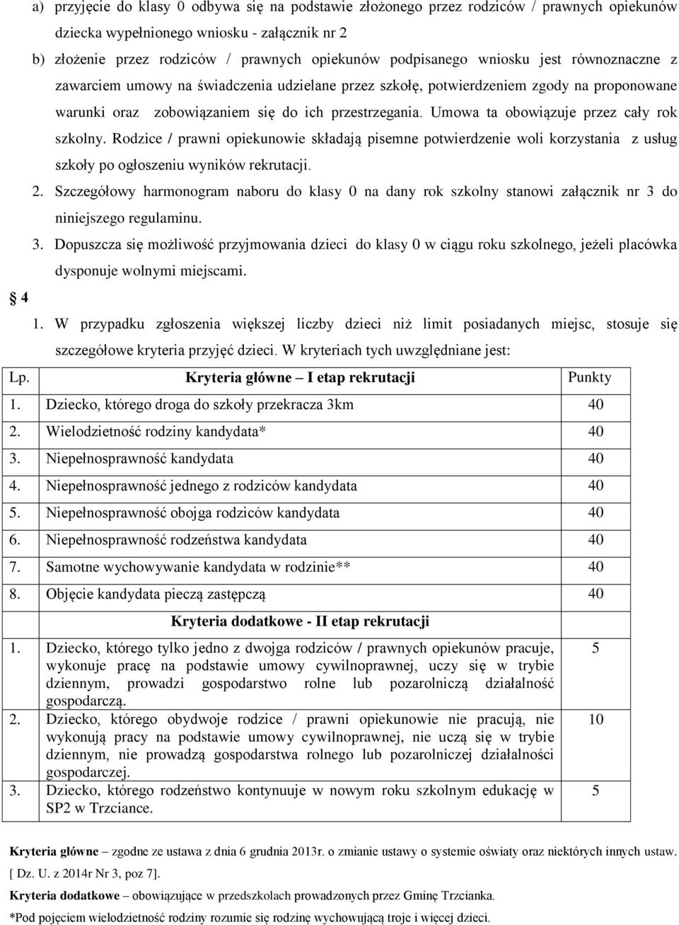 Umowa ta obowiązuje przez cały rok szkolny. Rodzice / prawni opiekunowie składają pisemne potwierdzenie woli korzystania z usług szkoły po ogłoszeniu wyników rekrutacji. 2.