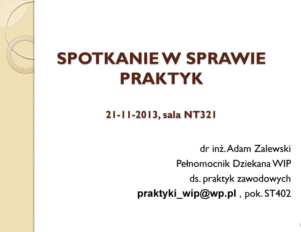 Adam Zalewski Pełnomocnik Dziekana WIP