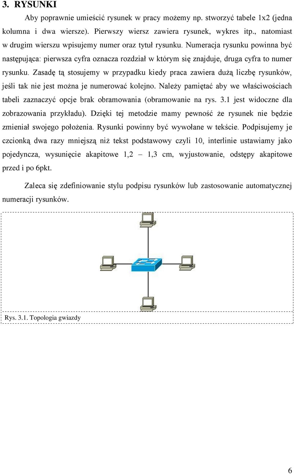 Zasadę tą stosujemy w przypadku kiedy praca zawiera dużą liczbę rysunków, jeśli tak nie jest można je numerować kolejno.