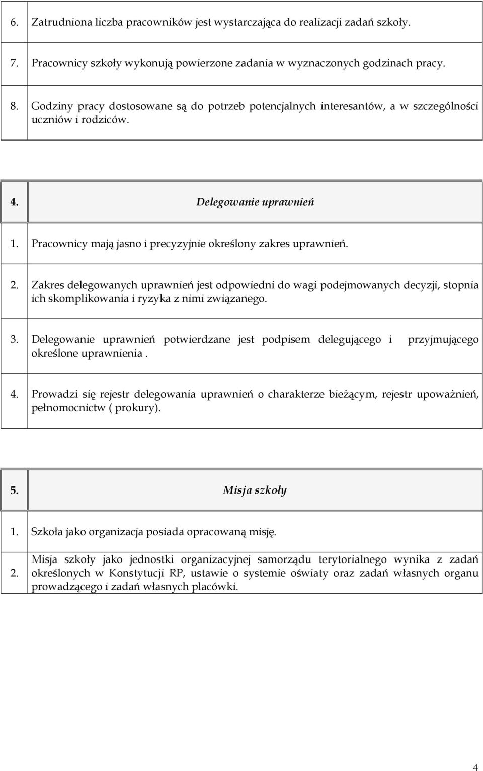 Zakres delegowanych uprawnień jest odpowiedni do wagi podejmowanych decyzji, stopnia ich skomplikowania i ryzyka z nimi związanego. 3.