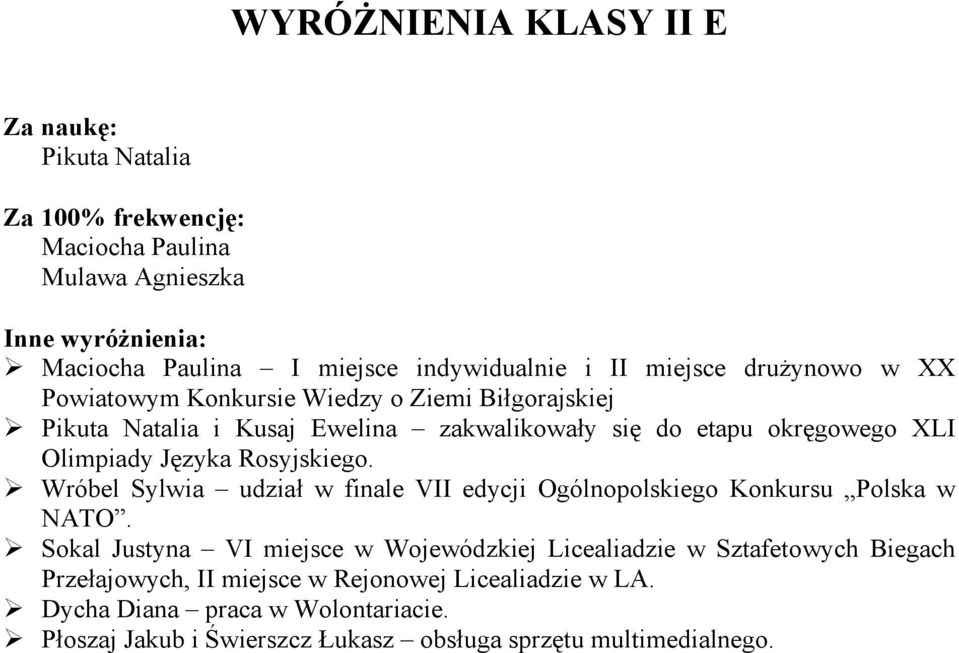 Wróbel Sylwia udział w finale VII edycji Ogólnopolskiego Konkursu Polska w NATO.