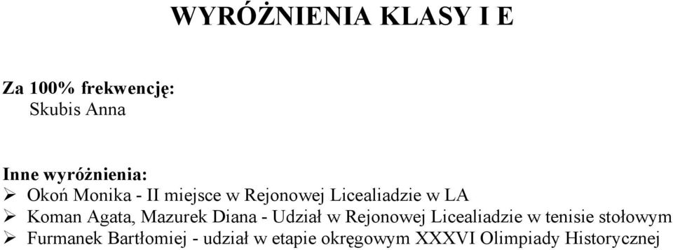 Udział w Rejonowej Licealiadzie w tenisie stołowym Furmanek