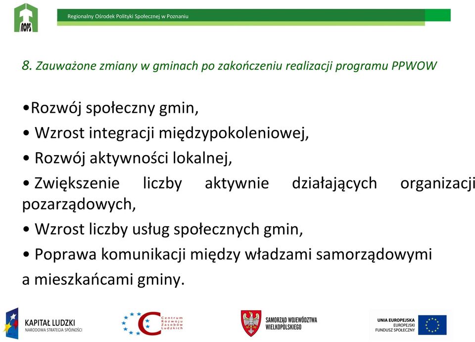 Zwiększenie liczby aktywnie działających organizacji pozarządowych, Wzrost liczby