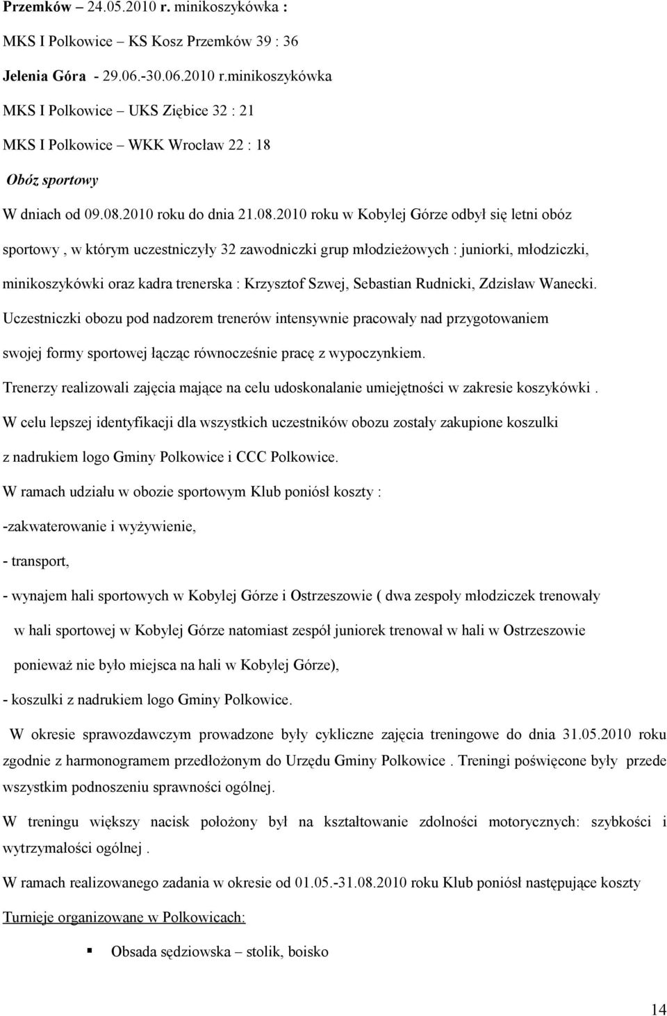 trenerska : Krzysztof Szwej, Sebastian Rudnicki, Zdzisław Wanecki.