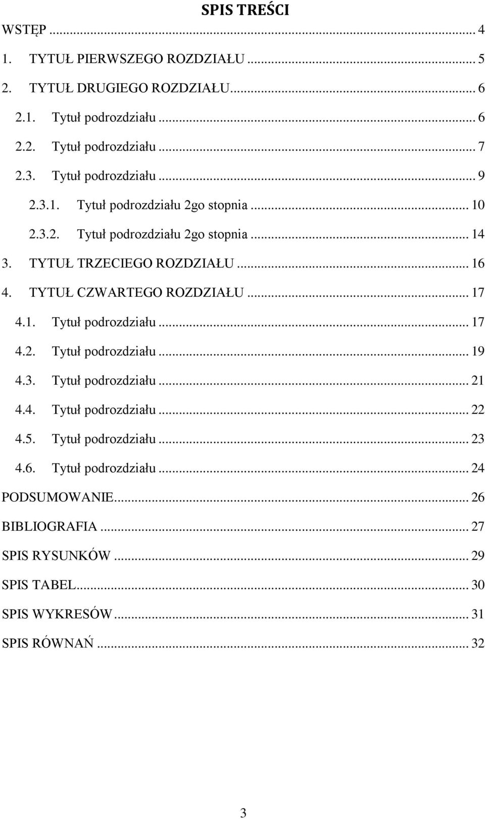 TYTUŁ CZWARTEGO ROZDZIAŁU... 17 4.1. Tytuł podrozdziału... 17 4.2. Tytuł podrozdziału... 19 4.3. Tytuł podrozdziału... 21 4.4. Tytuł podrozdziału... 22 4.5.