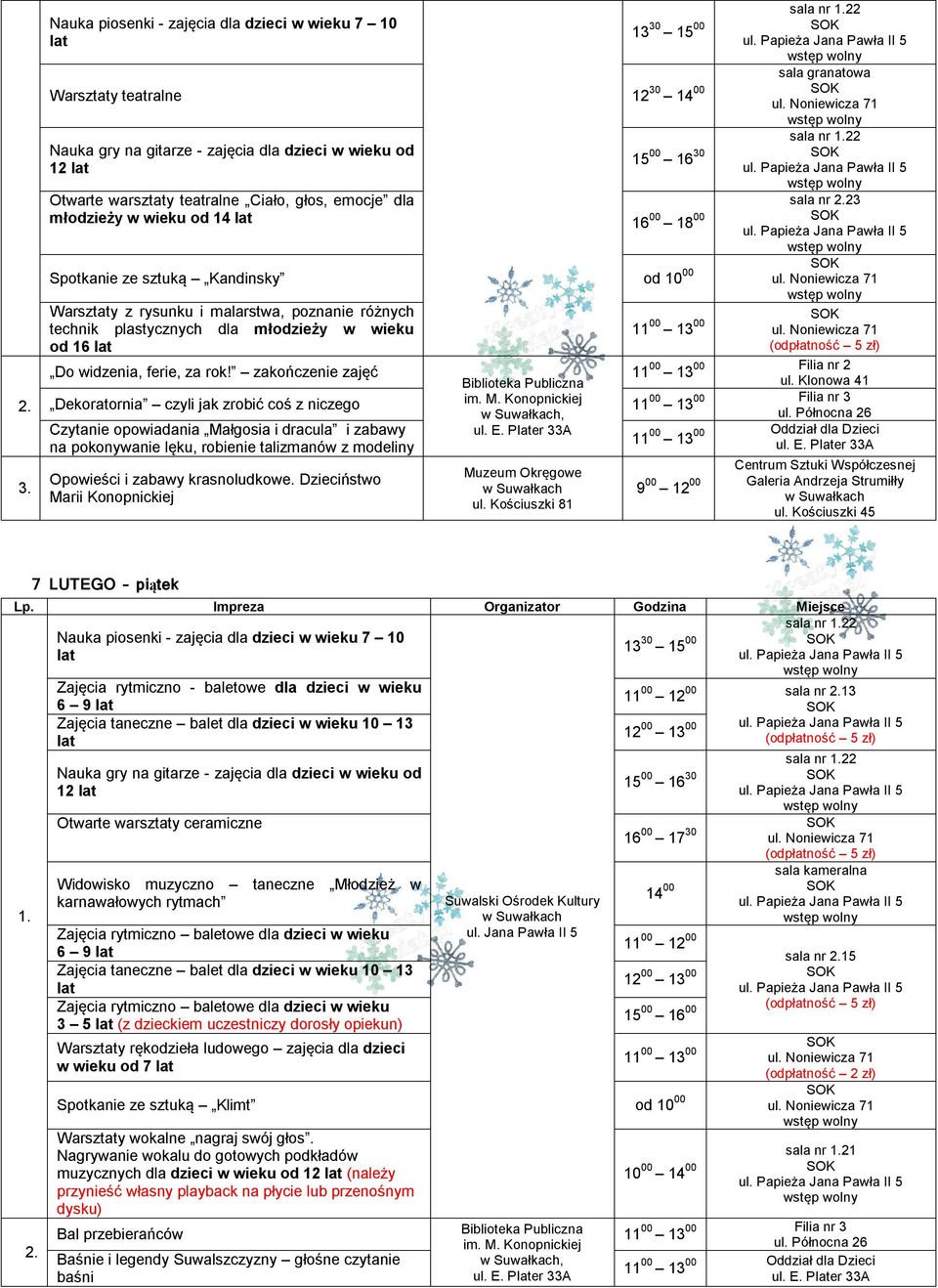 plastycznych dla młodzieży w wieku od 16 Do widzenia, ferie, za rok!