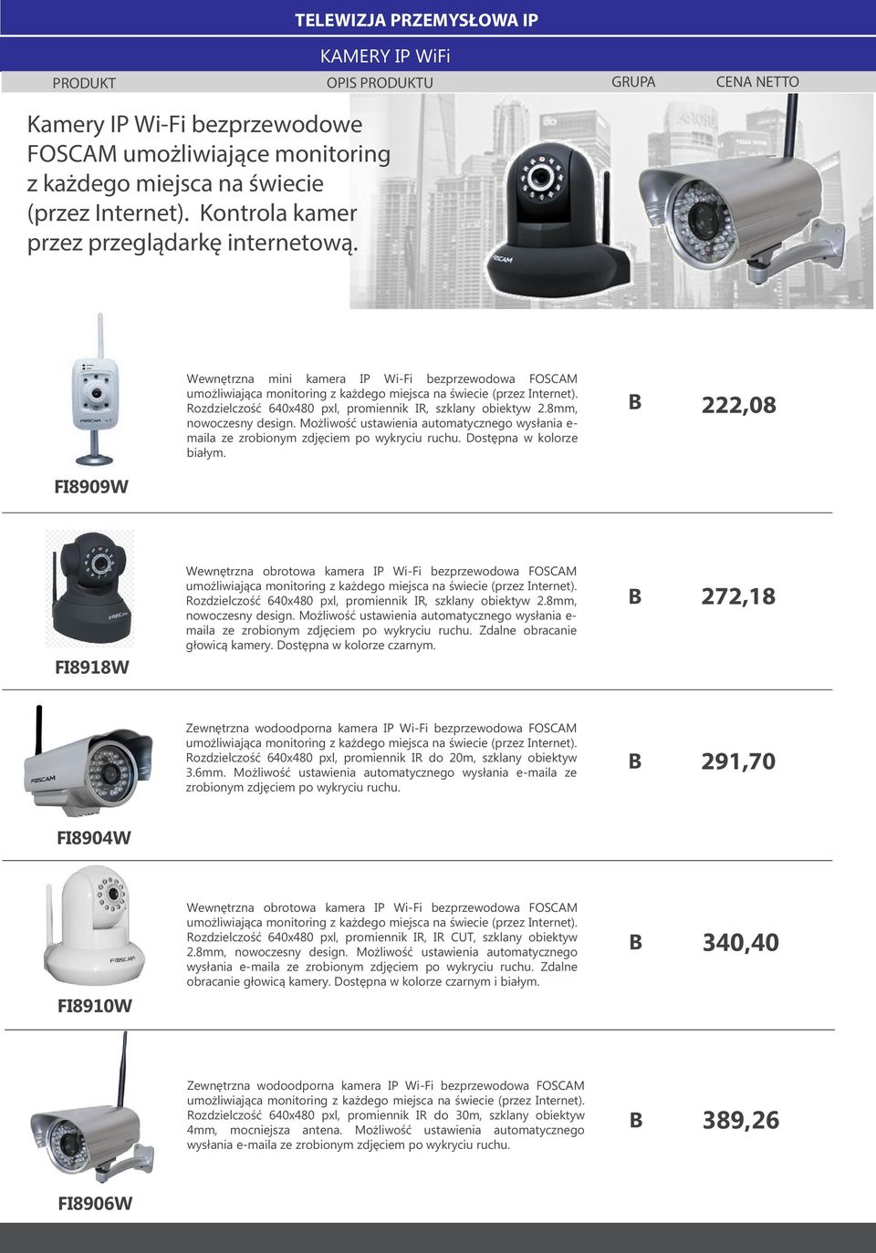 Rozdzielczość 640x480 pxl, promiennik IR, szklany obiektyw 2.8mm, nowoczesny design. Możliwość ustawienia automatycznego wysłania emaila ze zrobionym zdjęciem po wykryciu ruchu.