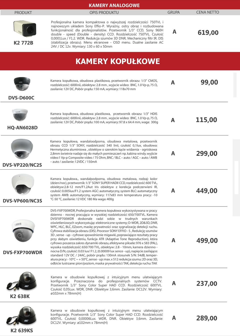 Redukcja szumów 3D DNR, Mechaniczny filtr IR. DIS (stabilizacja obrazu). Menu ekranowe - OSD menu. Dualne zasilanie 24V / D 12v.