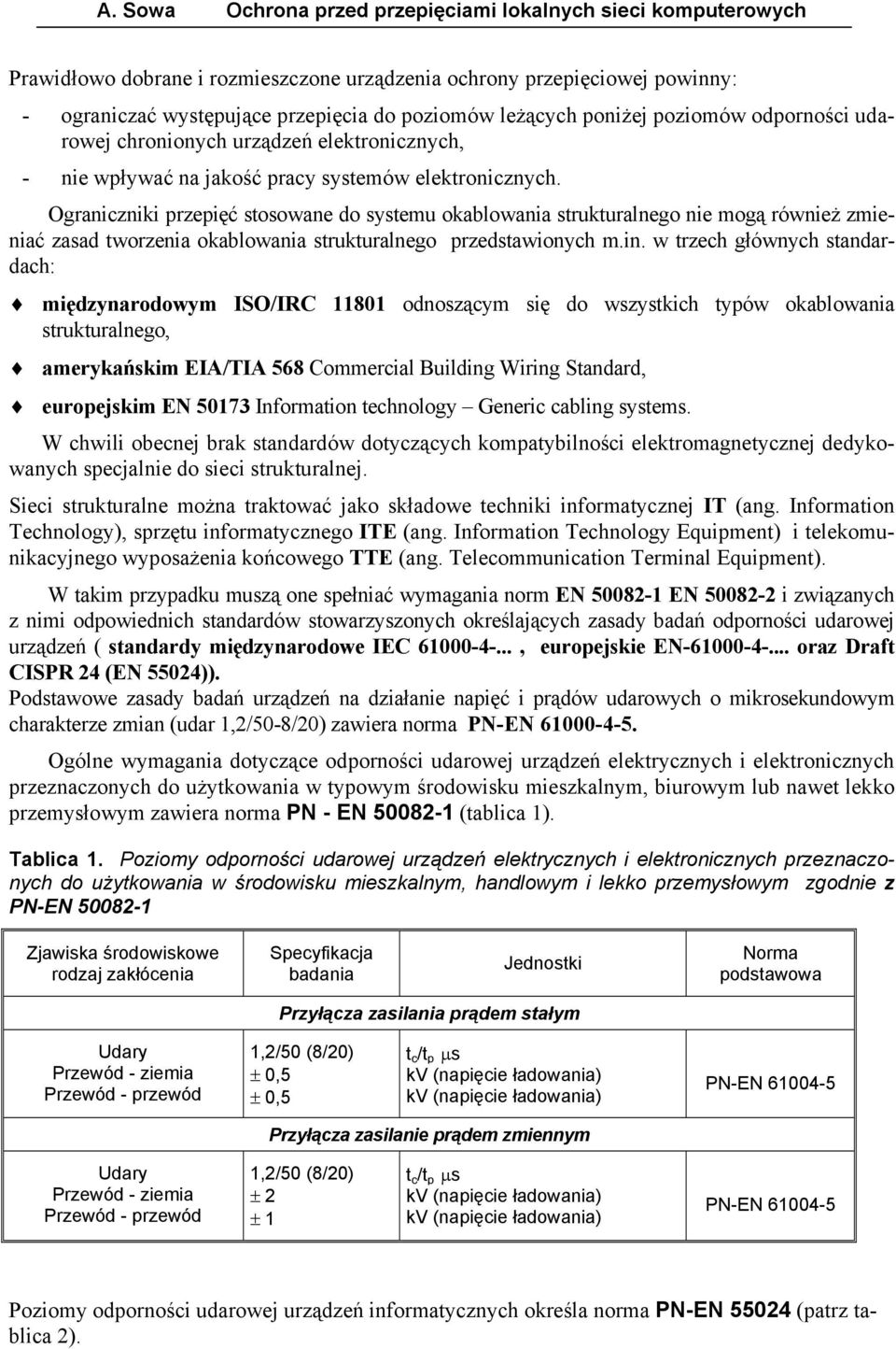 Ograniczniki stosowane do systemu okablowania strukturalnego nie mogą również zmieniać zasad tworzenia okablowania strukturalnego przedstawionych m.in.