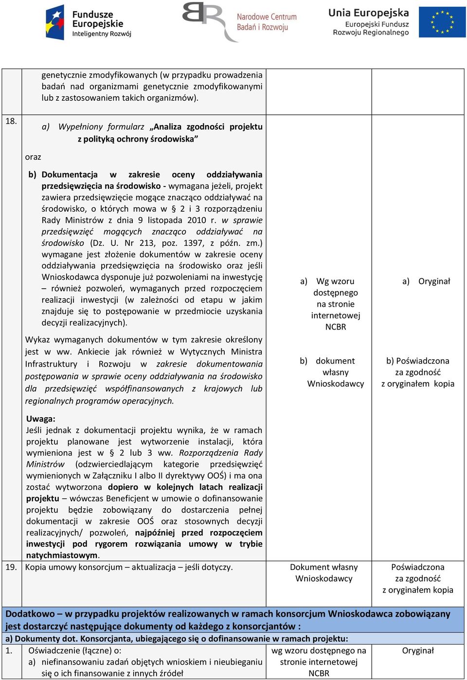 przedsięwzięcie mogące znacząco oddziaływać na środowisko, o których mowa w 2 i 3 rozporządzeniu Rady Ministrów z dnia 9 listopada 2010 r.