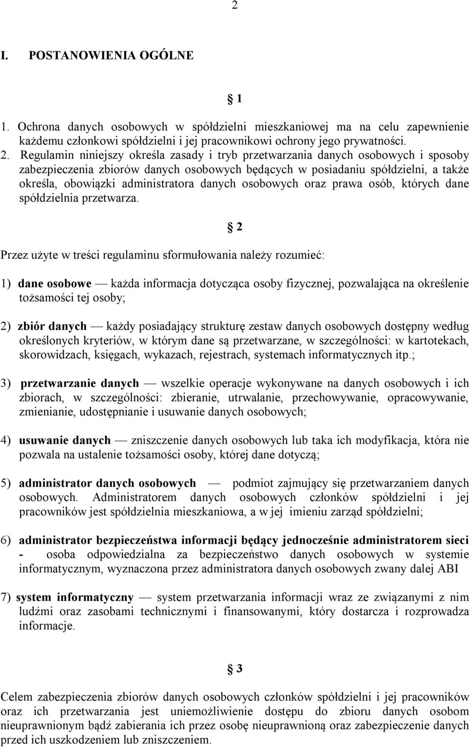 danych osobowych oraz prawa osób, których dane spółdzielnia przetwarza.