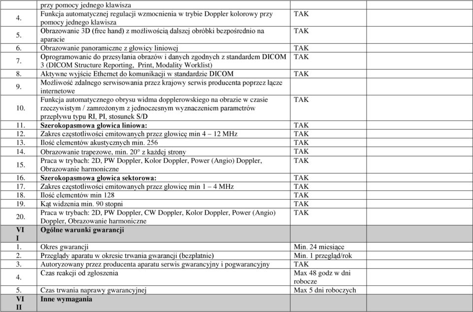 Oprogramowanie do przesyłania obrazów i danych zgodnych z standardem DICOM TAK 3 (DICOM Structure Reporting, Print, Modality Worklist) 8.