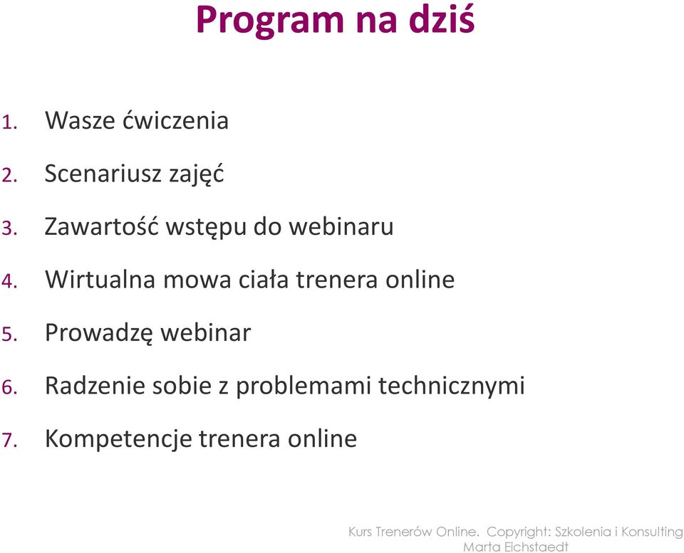 Prowadzę webinar 6. Radzenie sobie z problemami technicznymi 7.