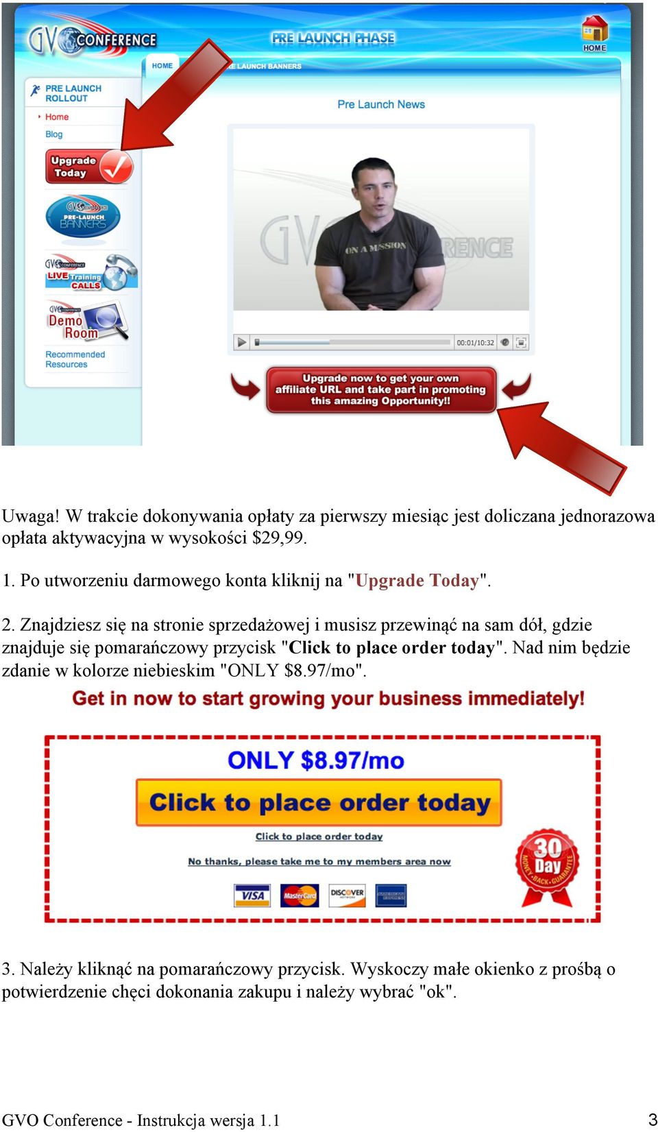 Znajdziesz się na stronie sprzedażowej i musisz przewinąć na sam dół, gdzie znajduje się pomarańczowy przycisk "Click to place order today".