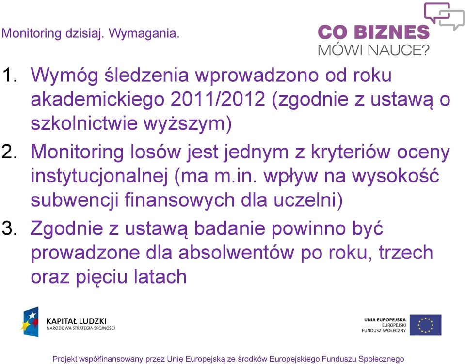 szkolnictwie wyższym) 2.