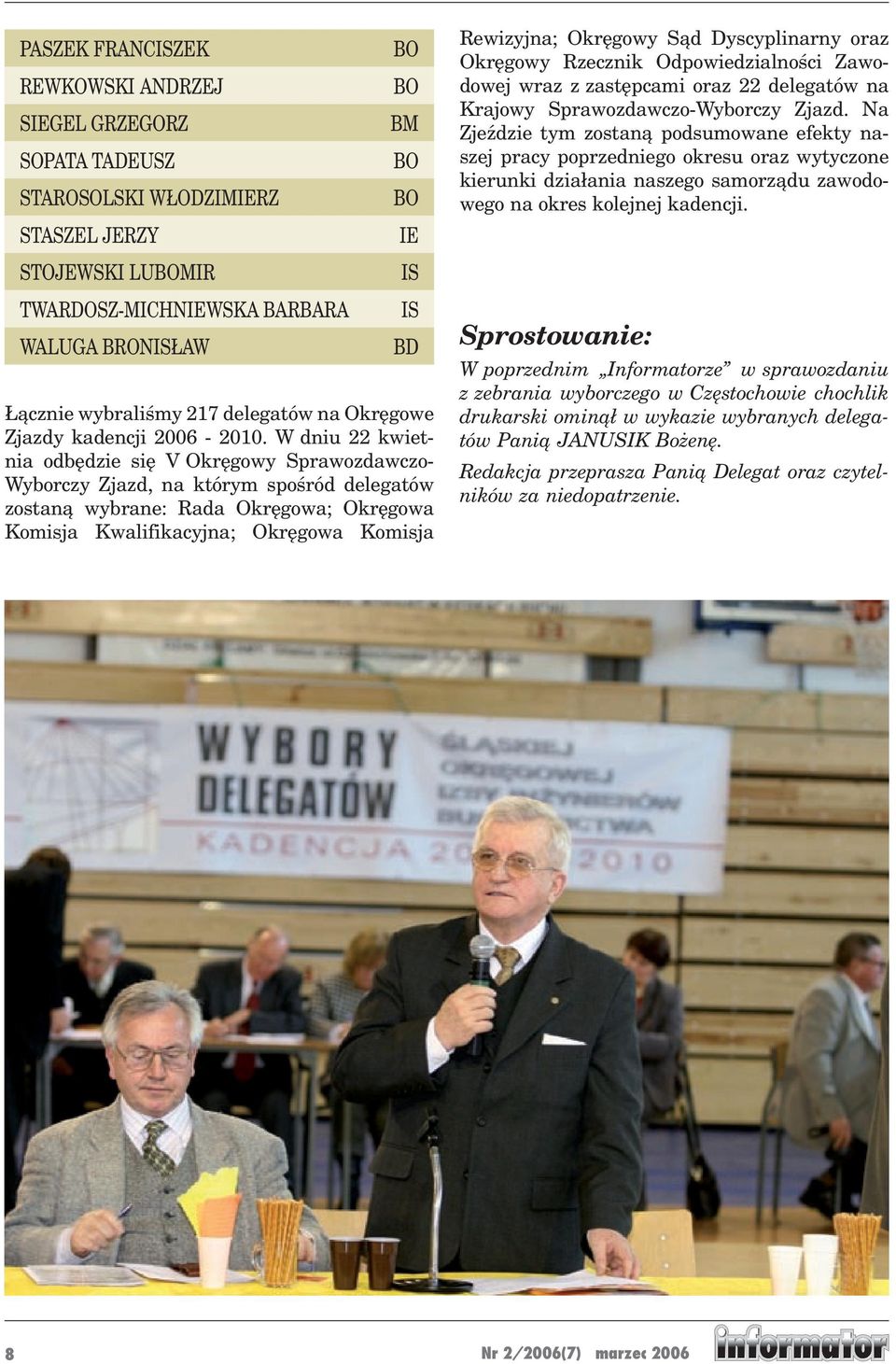 W dniu 22 kwietnia odbędzie się V Okręgowy Sprawozdawczo- Wyborczy Zjazd, na którym spośród delegatów zostaną wybrane: Rada Okręgowa; Okręgowa Komisja Kwalifikacyjna; Okręgowa Komisja Rewizyjna;