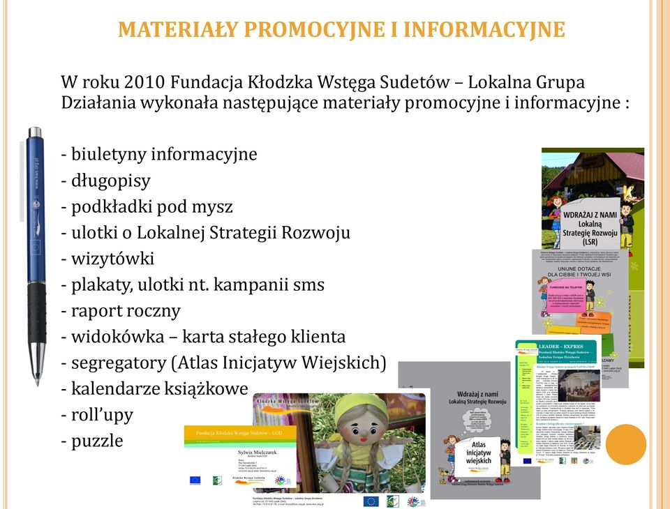 pod mysz - ulotki o Lokalnej Strategii Rozwoju - wizytówki - plakaty, ulotki nt.