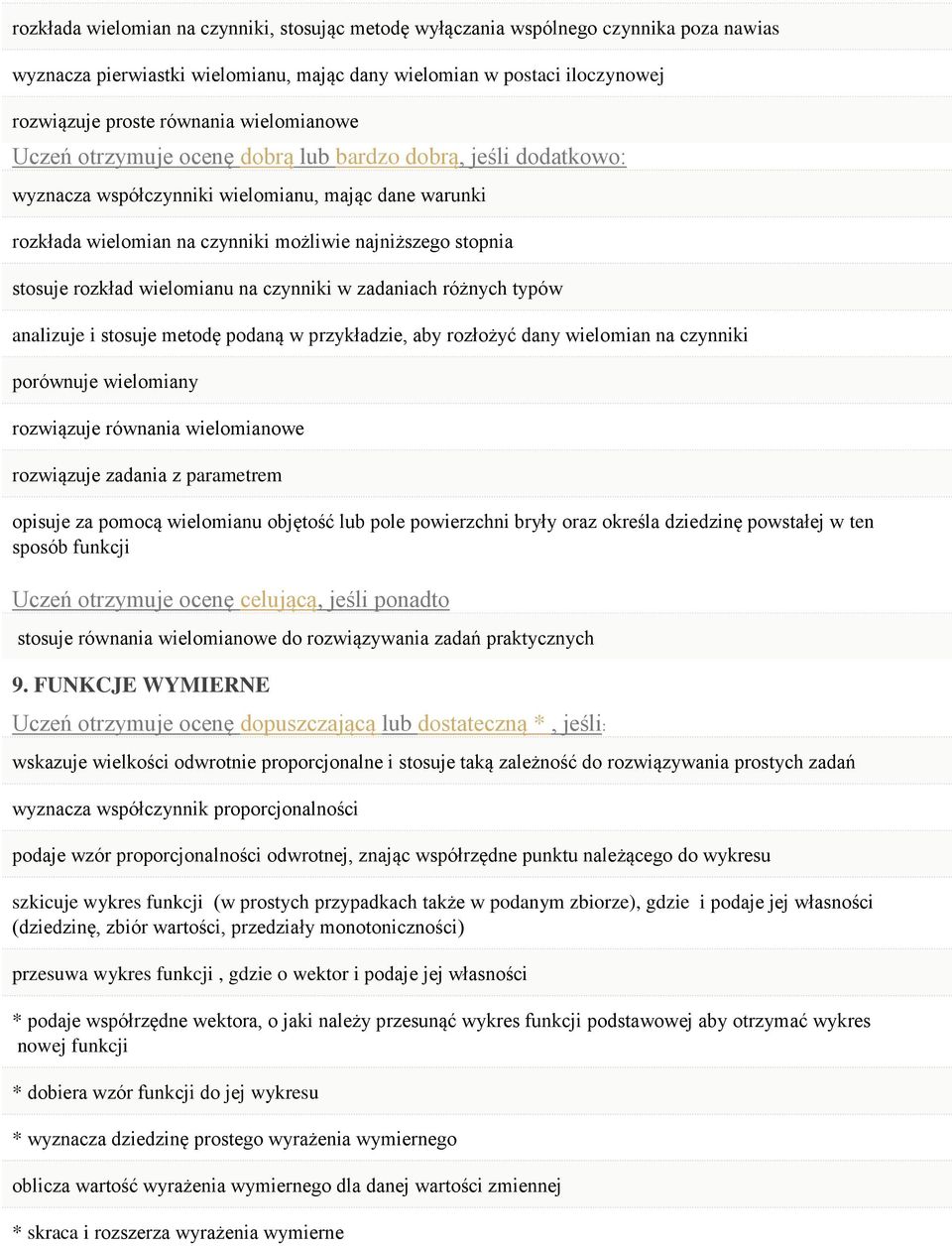 analizuje i stosuje metodę podaną w przykładzie, aby rozłożyć dany wielomian na czynniki porównuje wielomiany rozwiązuje równania wielomianowe rozwiązuje zadania z parametrem opisuje za pomocą