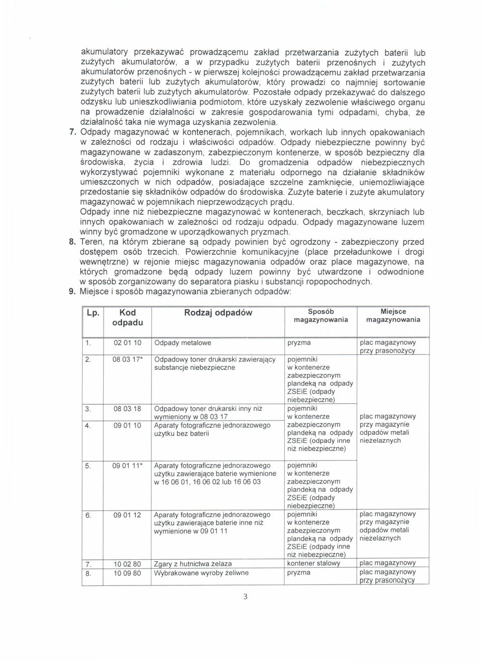Pozostafe odpady przekazywae do dalszego odzysku lub unieszkodliwiania podmiotom, kt6re uzyskafy zezwolenie wfasciwego organu na prowadzenie dziafalnosci w zakresie gospodarowania tymi odpadami,