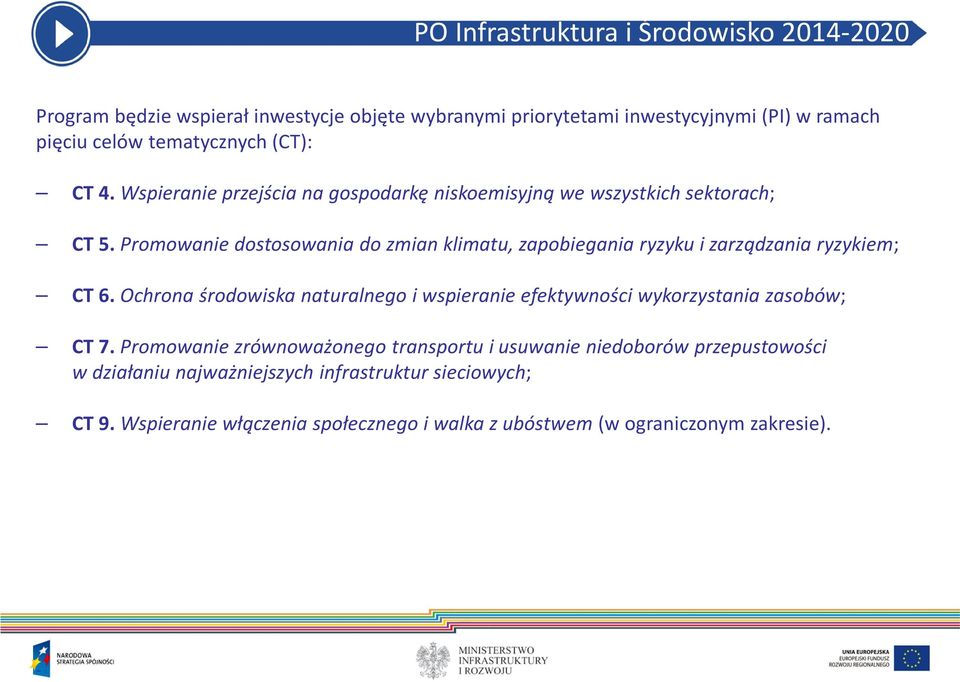 Promowanie dostosowania do zmian klimatu, zapobiegania ryzyku i zarządzania ryzykiem; CT 6.