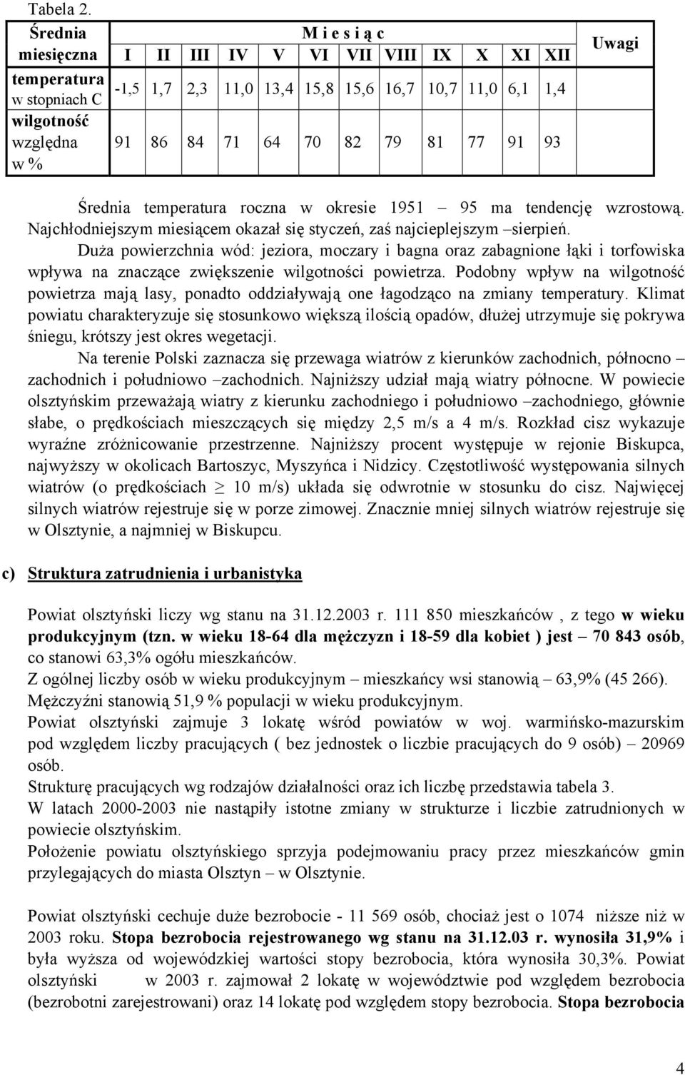 77 91 93 w % Uwagi Średnia temperatura roczna w okresie 1951 95 ma tendencję wzrostową. Najchłodniejszym miesiącem okazał się styczeń, zaś najcieplejszym sierpień.