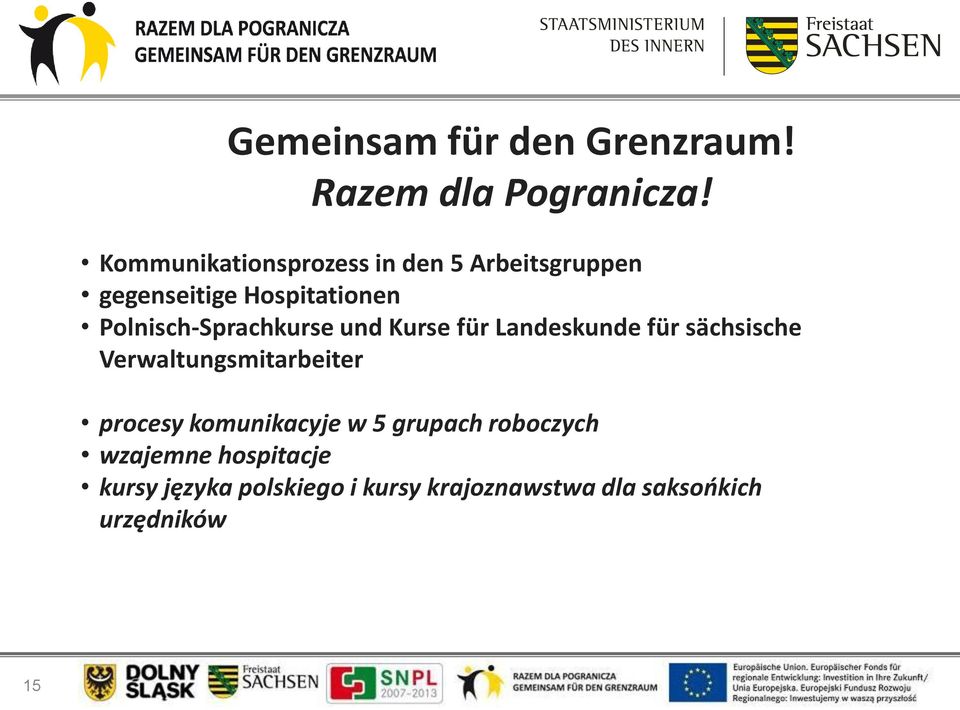 Polnisch-Sprachkurse und Kurse für Landeskunde für sächsische Verwaltungsmitarbeiter