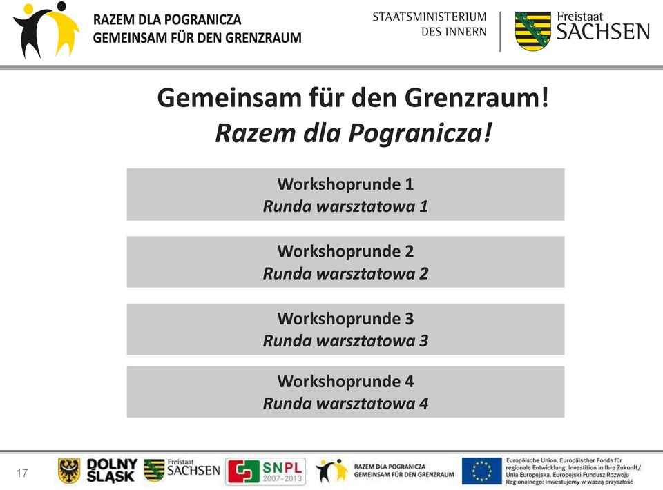 2 Runda warsztatowa 2 Workshoprunde 3 Runda