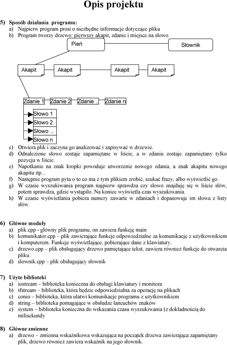 d) Odnalezione słowo zostaje zapamiętane w liście, a w zdaniu zostaje zapamiętany tylko pozycja w liście.