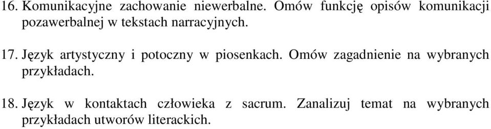 Język artystyczny i potoczny w piosenkach.