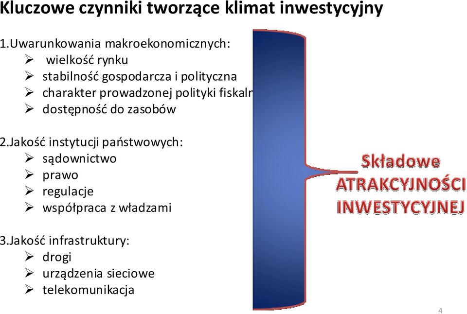 charakter prowadzonej polityki fiskalnej dostępność do zasobów 2.