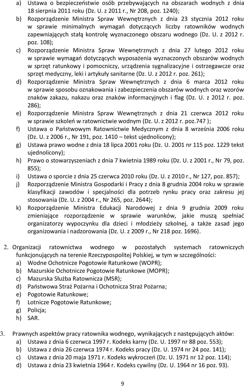obszaru wodnego (Dz. U. z 2012 r. poz.