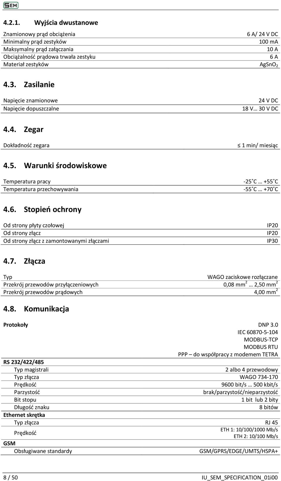 . Stopień ochrony Od strony płyty czołowej Od strony złącz Od strony złącz z zamontowanymi złączami IP20 IP20 IP0.