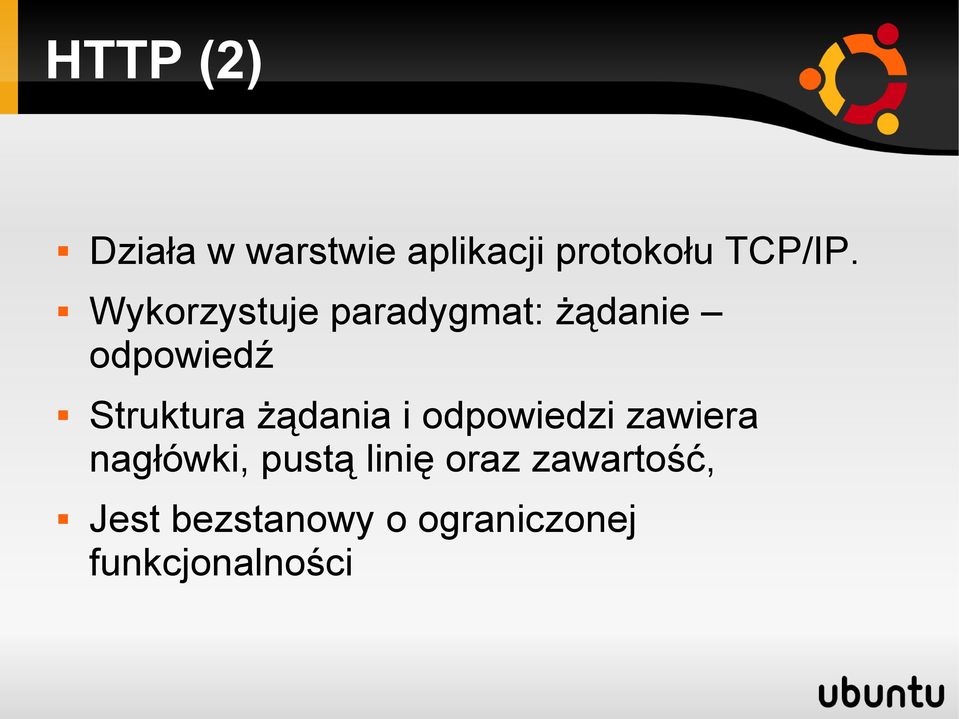 żądania i odpowiedzi zawiera nagłówki, pustą linię oraz