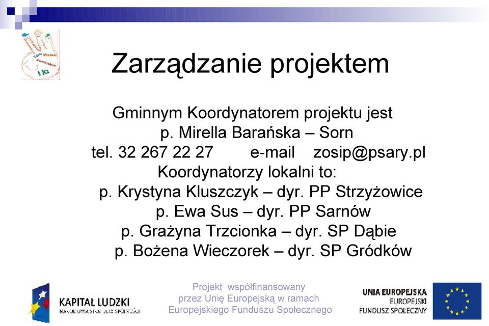 pl Koordynatorzy lokalni to: p. Krystyna Kluszczyk dyr.