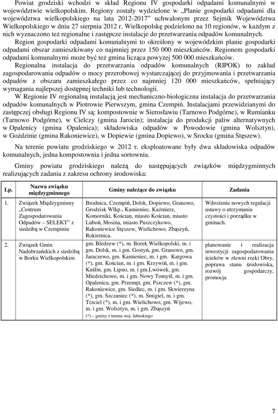 Wielkopolskę podzielono na 10 regionów, w każdym z nich wyznaczono też regionalne i zastępcze instalacje do przetwarzania odpadów komunalnych.