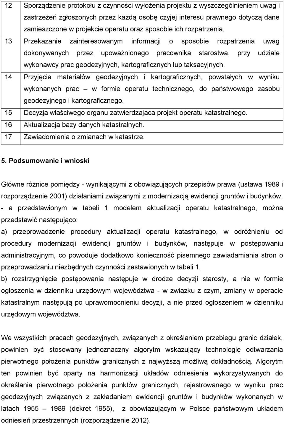 13 Przekazanie zainteresowanym informacji o sposobie rozpatrzenia uwag dokonywanych przez upoważnionego pracownika starostwa, przy udziale wykonawcy prac geodezyjnych, kartograficznych lub