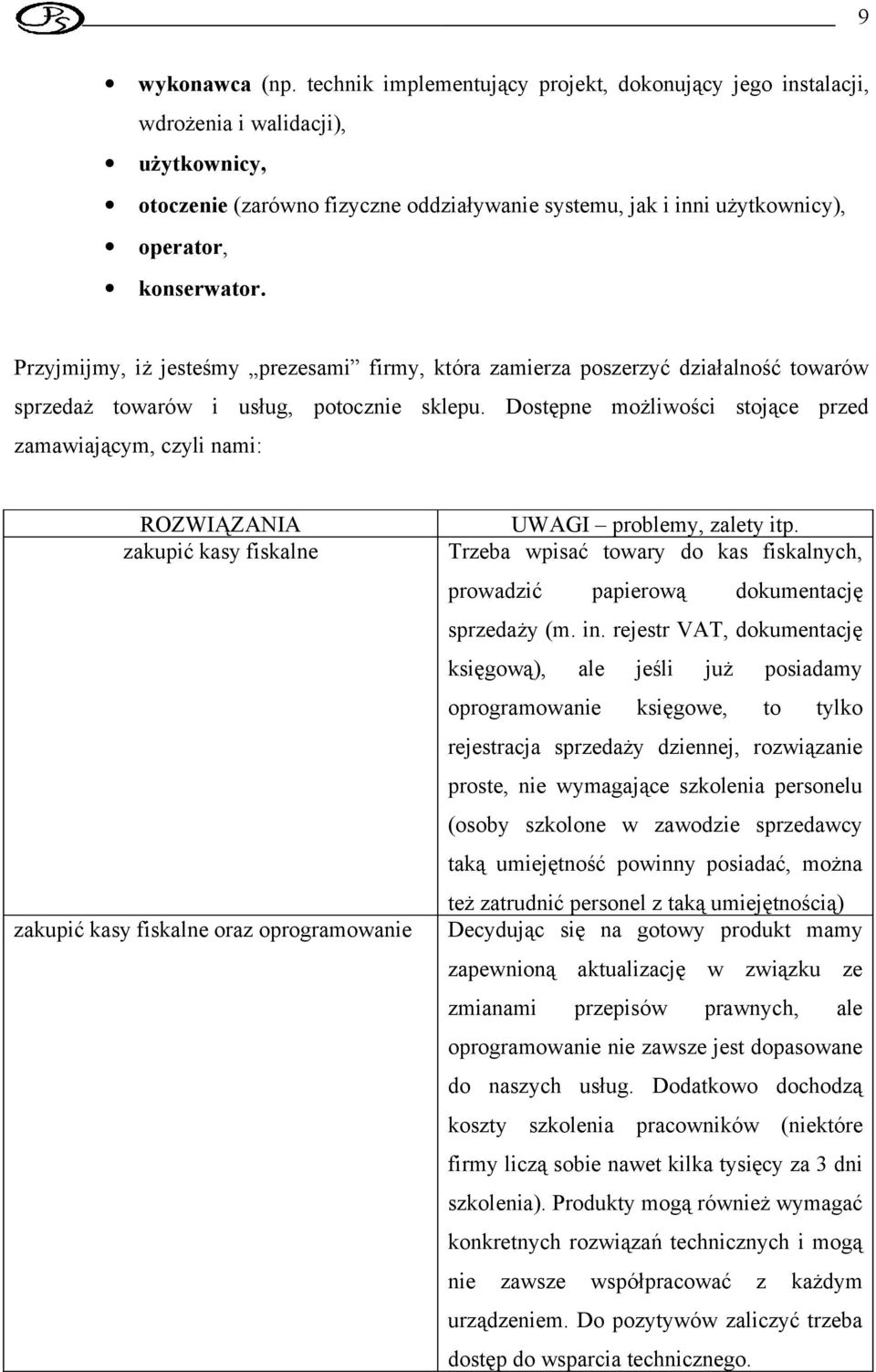 Przyjmijmy, iż jesteśmy prezesami firmy, która zamierza poszerzyć działalność towarów sprzedaż towarów i usług, potocznie sklepu.