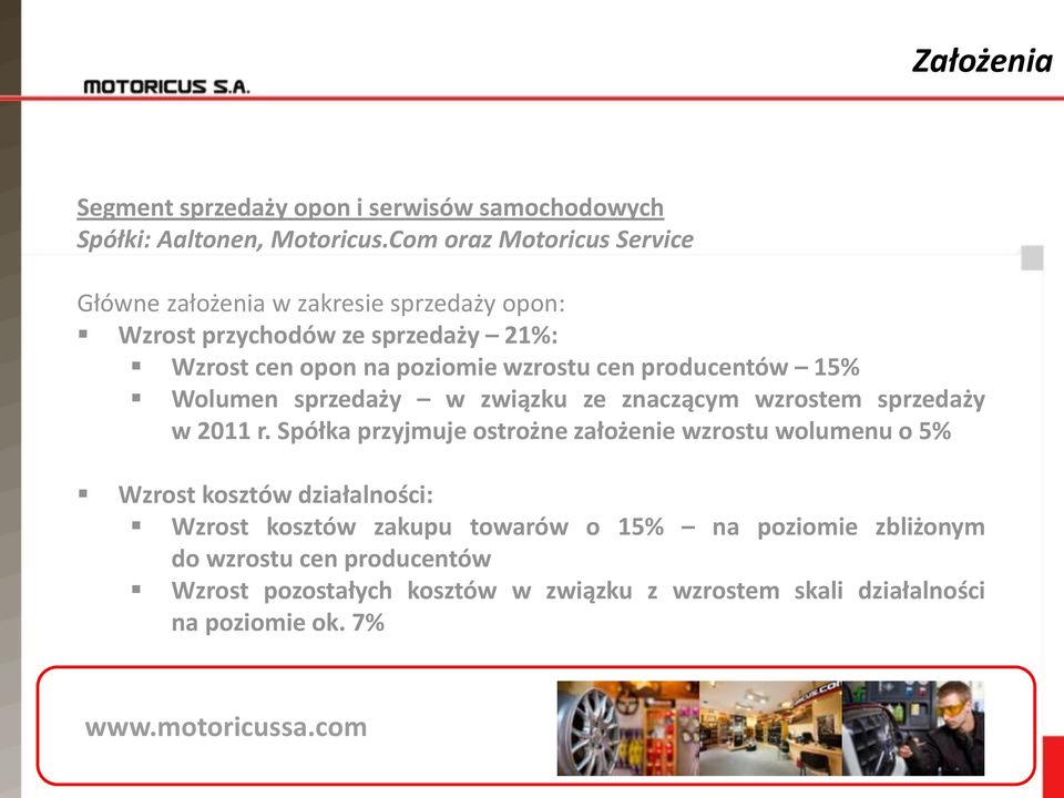 cen producentów 15% Wolumen sprzedaży w związku ze znaczącym wzrostem sprzedaży w 2011 r.