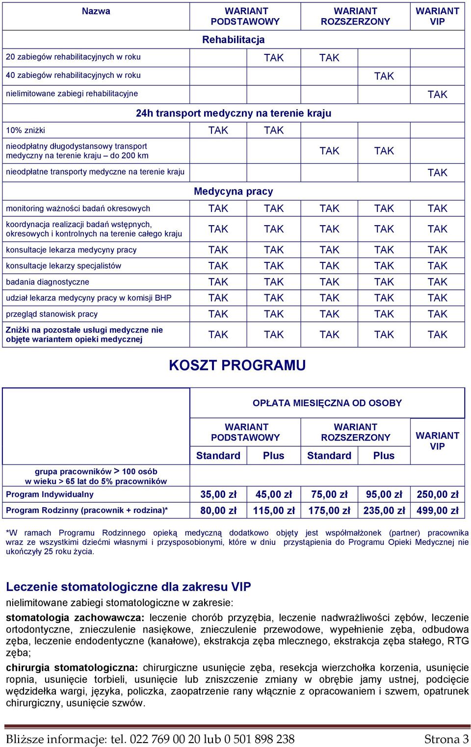 wstępnych, okresowych i kontrolnych na terenie całego kraju konsultacje lekarza medycyny pracy konsultacje lekarzy specjalistów badania diagnostyczne udział lekarza medycyny pracy w komisji BHP