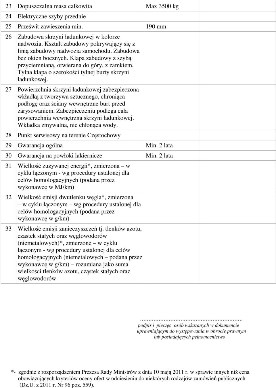 Tylna klapa o szerokości tylnej burty skrzyni ładunkowej.