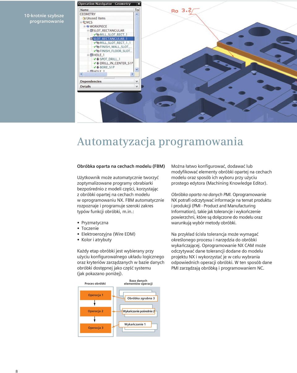 : Pryzmatyczna Toczenie Elektroerozyjna (Wire EDM) Kolor i atrybuty Każdy etap obróbki jest wybierany przy użyciu konfigurowalnego układu logicznego oraz kryteriów zarządzanych w bazie danych obróbki