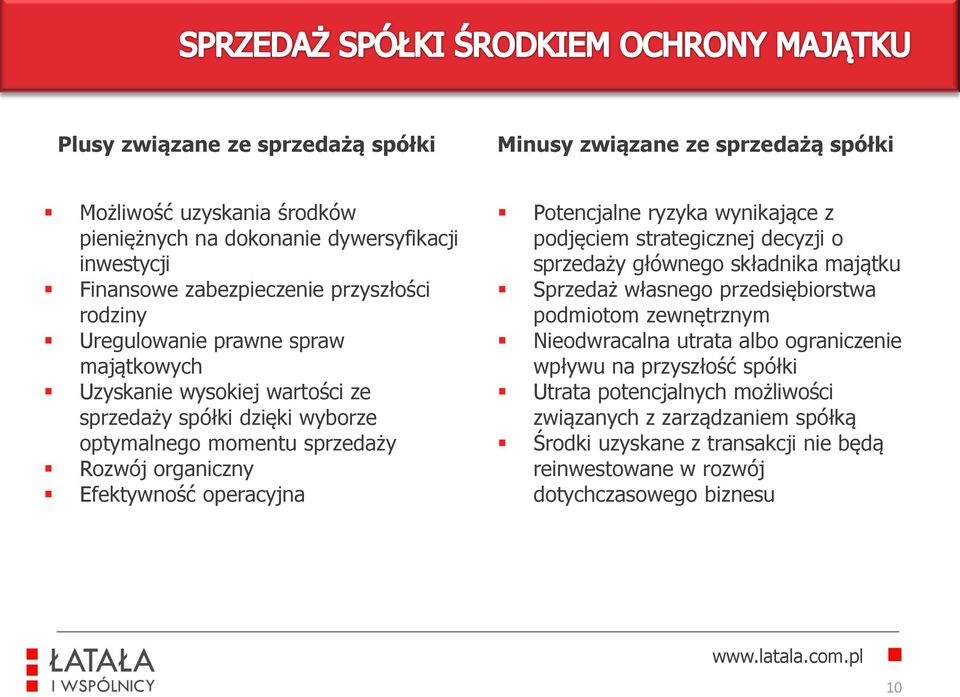 Potencjalne ryzyka wynikające z podjęciem strategicznej decyzji o sprzedaży głównego składnika majątku Sprzedaż własnego przedsiębiorstwa podmiotom zewnętrznym Nieodwracalna utrata albo