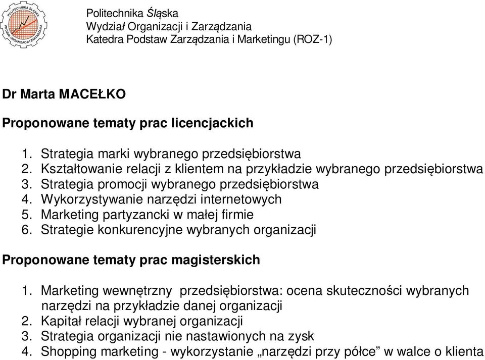 Strategie konkurencyjne wybranych organizacji 1.