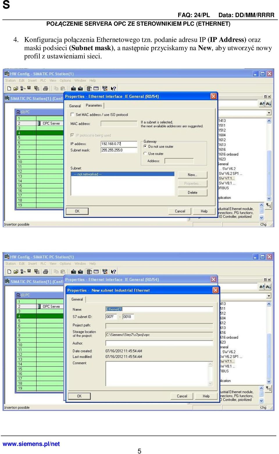 podanie adresu IP (IP Address) oraz maski podsieci