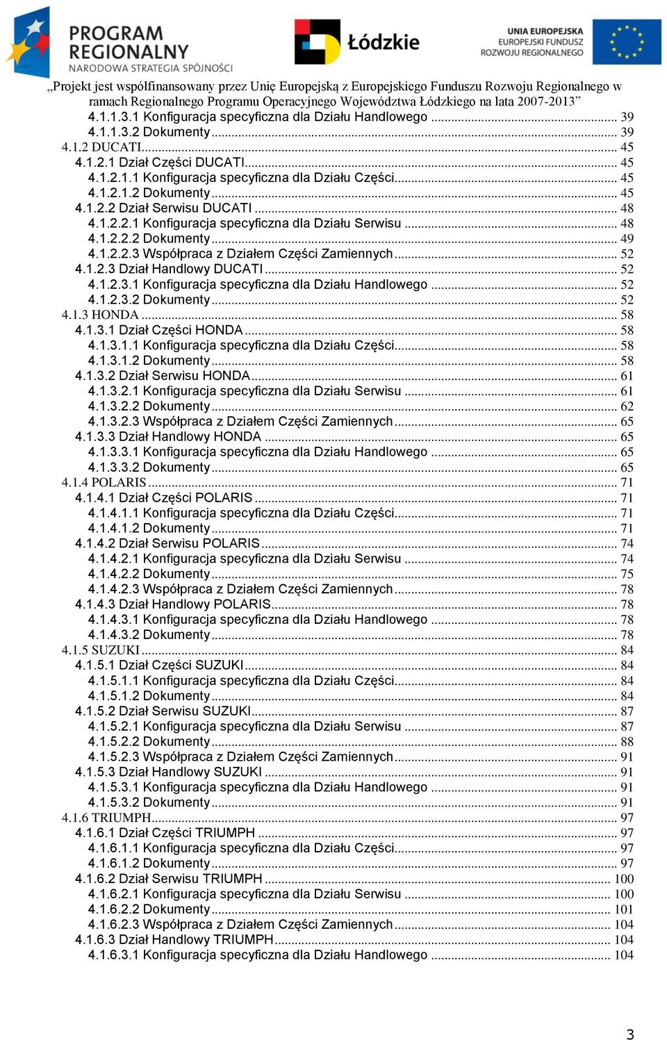 .. 52 4.1.2.3 Dział Handlowy DUCATI... 52 4.1.2.3.1 Konfiguracja specyficzna dla Działu Handlowego... 52 4.1.2.3.2 Dokumenty... 52 4.1.3 HONDA... 58 4.1.3.1 Dział Części HONDA... 58 4.1.3.1.1 Konfiguracja specyficzna dla Działu Części.