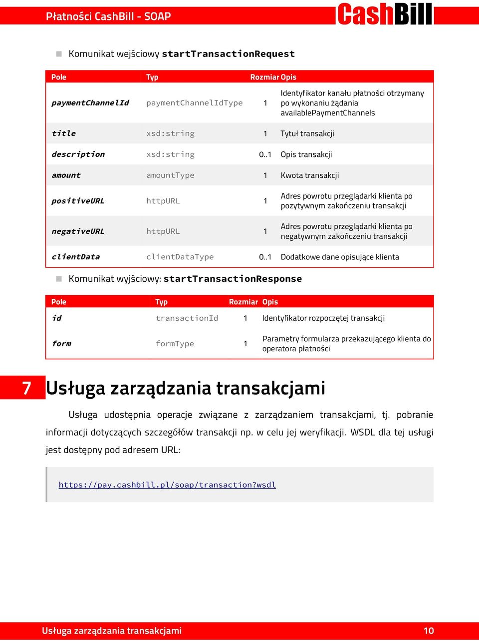 .1 Opis transakcji amount amounttype 1 Kwota transakcji positiveurl httpurl 1 negativeurl httpurl 1 Adres powrotu przeglądarki klienta po pozytywnym zakończeniu transakcji Adres powrotu przeglądarki