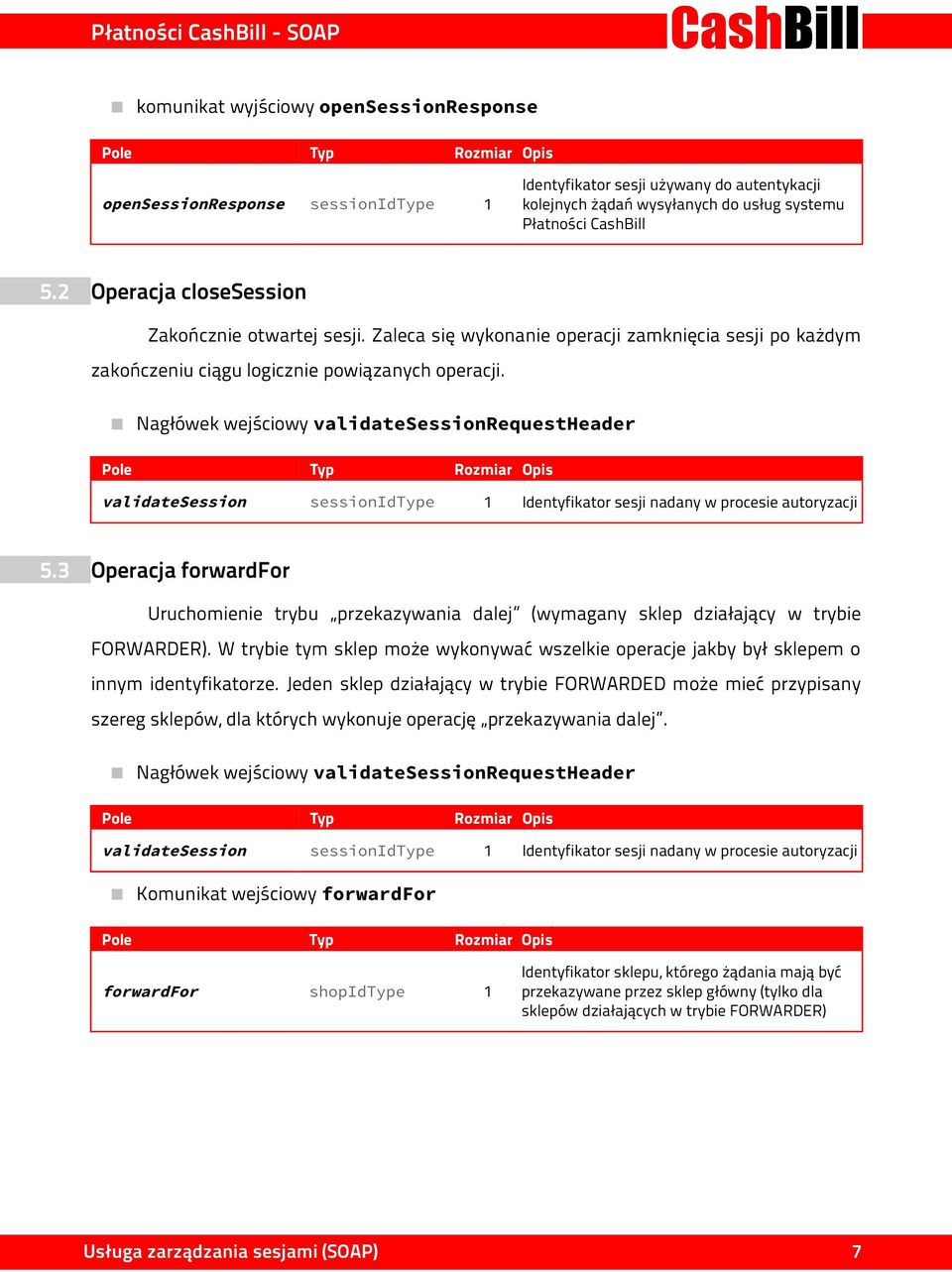 Nagłówek wejściowy validatesessionrequestheader validatesession sessionidtype 1 Identyfikator sesji nadany w procesie autoryzacji 5.