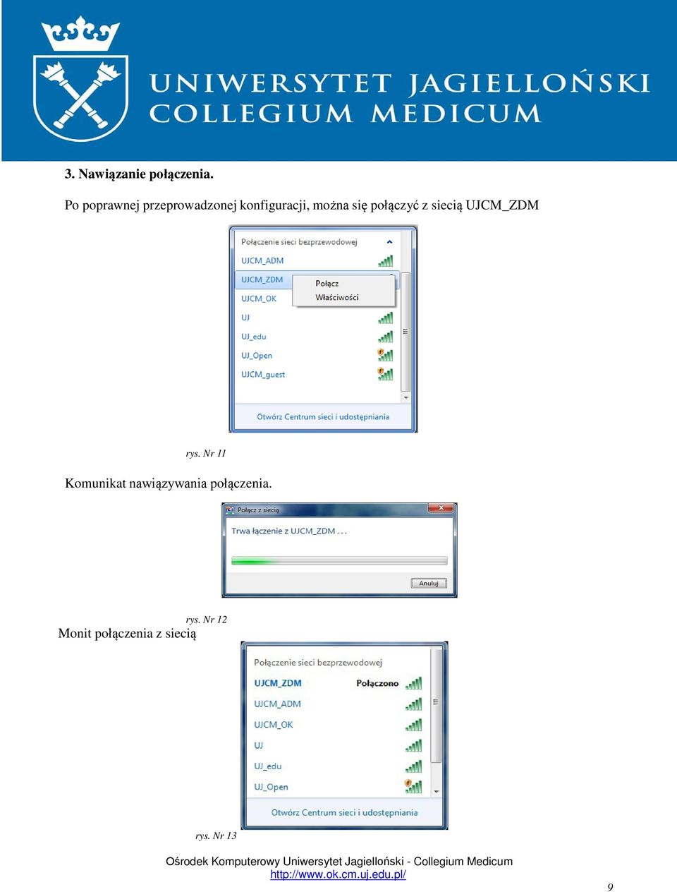 się połączyć z siecią UJCM_ZDM rys.