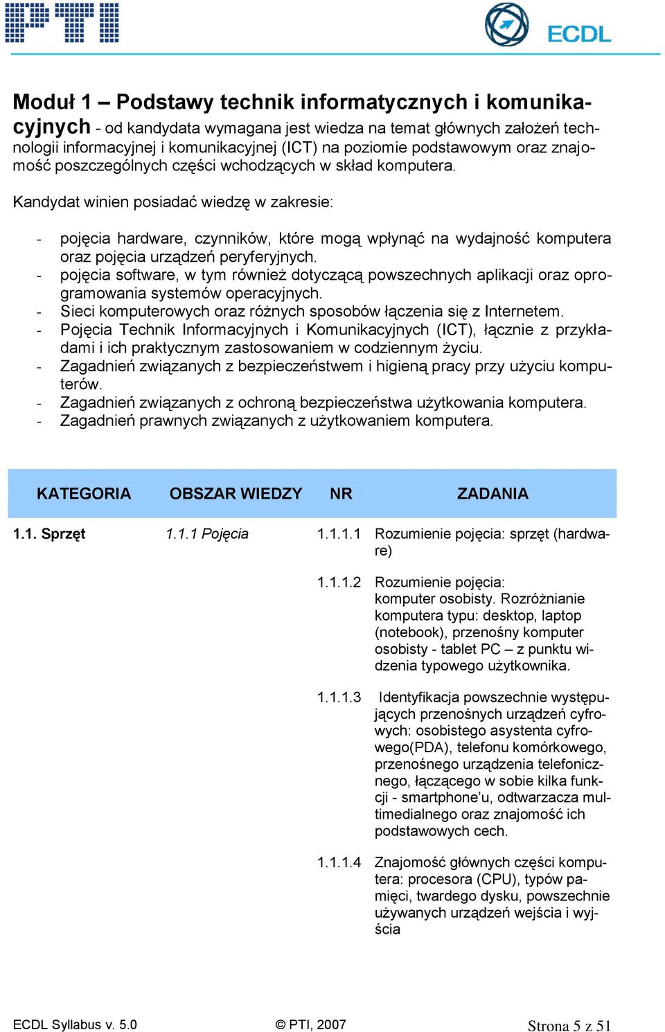 Kandydat winien posiadać wiedzę w zakresie: - pojęcia hardware, czynników, które mogą wpłynąć na wydajność komputera oraz pojęcia urządzeń peryferyjnych.